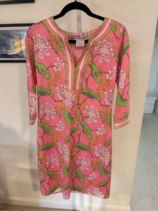 Gretchen Scott Designs Dresses & Skirts - Gretchen Scott Designs Pink Floral Tunic Dress with Green Accents
